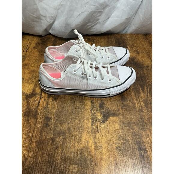 Converse Chuck Taylor Low Top White Mesh Pink Insole Sneakers Women's Size 7 - Picture 1 of 11